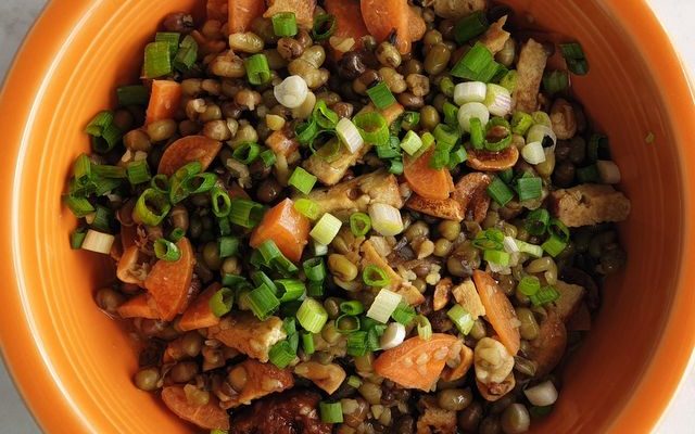 Smoky mung bean salad