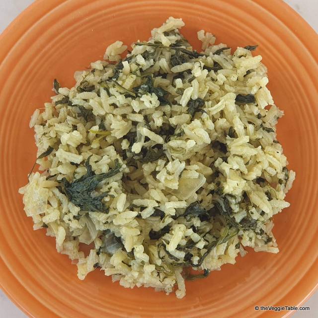 Baked rice and spinach