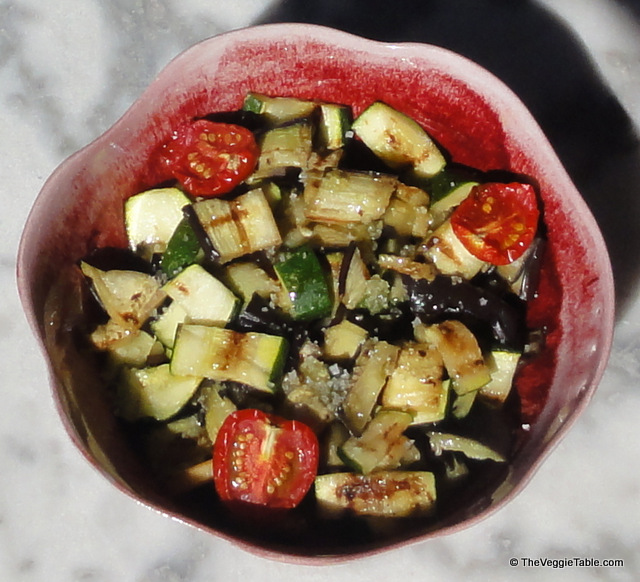 Grilled eggplant and zucchini salad