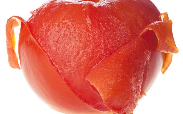 Half-peeled tomato